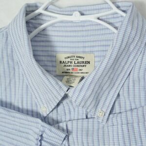 VTG Ralph Lauren Polo Jean Co Shirt Men's XXL Blue Striped Button Up Lightweight